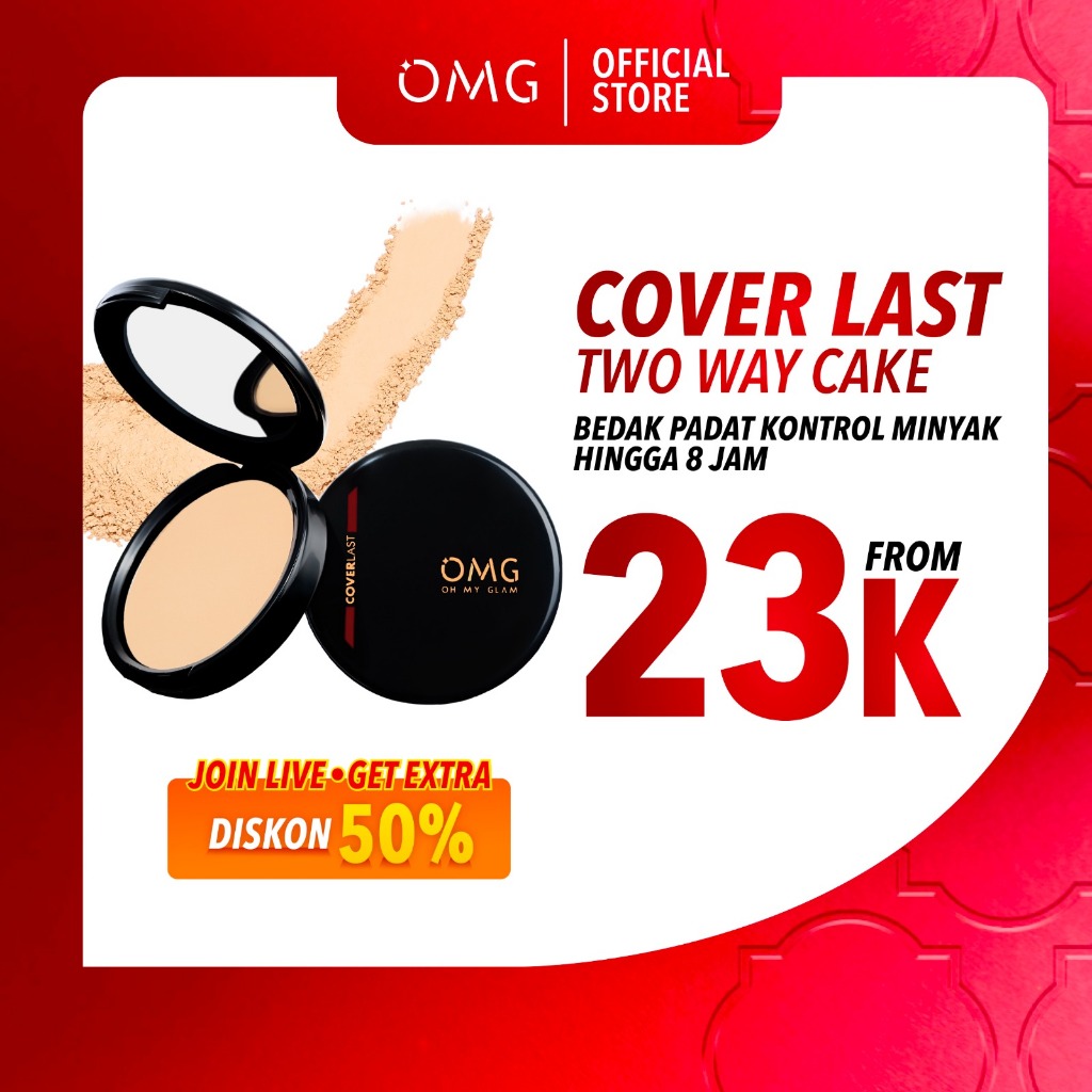 [Tasya Farasya Approved] OMG Oh My Glam Coverlast Two Way Cake 12 g - Bedak Padat Kontrol Minyak Hin
