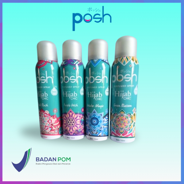 parfum wanita hijab tahan lama posh perfumed spray chic pink blush, green blossom, purple 150ml