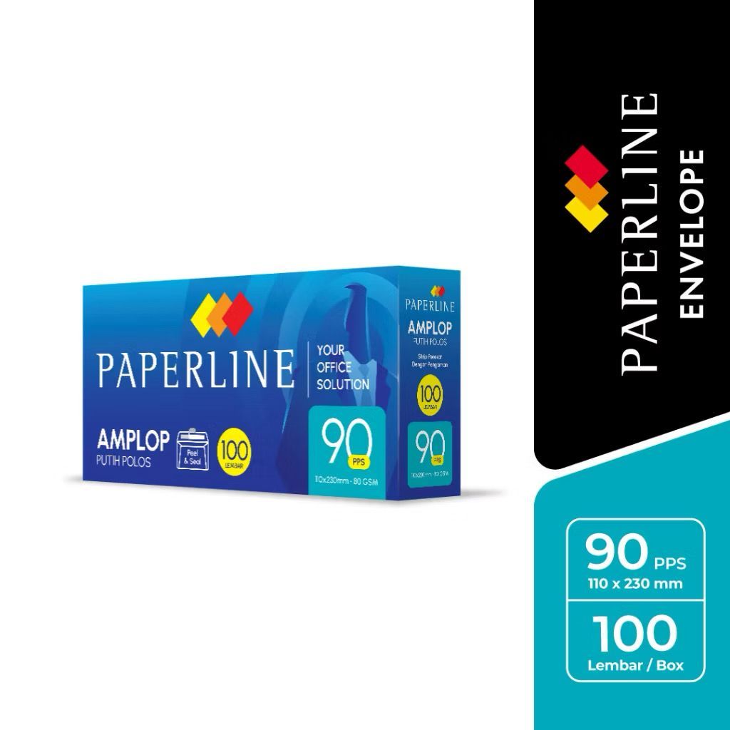 

(Pack) Amplop Paperline No. 90 + Lem / Perekat Kuat - Ukuran 110x230mm 80gr Putih (Kemasan Baru)