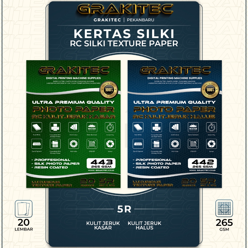 Kertas Foto Silki Texture 5R 20 Lembar Professional Silki, RC Glossy Photo Paper, Doff Halus, Canvas