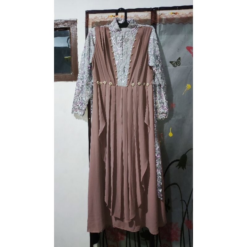 (NEW) Dress/Gamis Brokat Kombinasi untuk Pesta/Kondangan