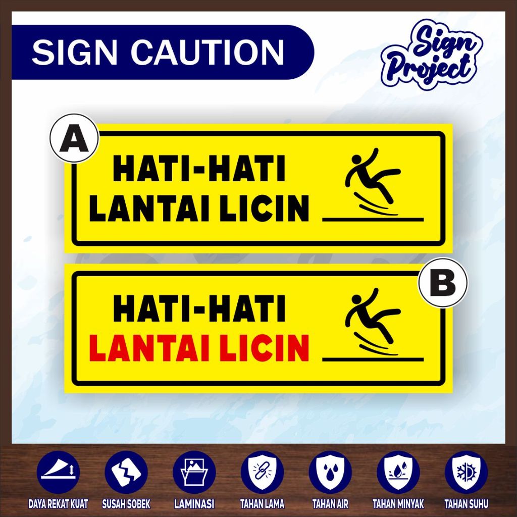 

Stiker Peringatan LANTAI LICIN | Stiker Peringatan | LANTAI LICIN | SLIPPERY FLOOR Sign Sticker hati - hati melangkanh/watch your step