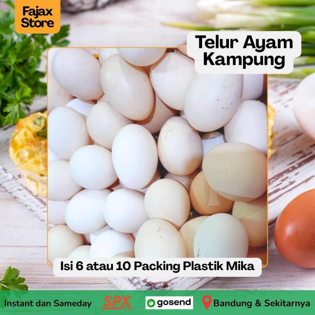

Telur Ayam Kampung isi 6 Asli packing plastik mika