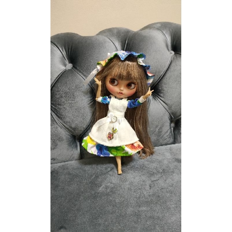 baju boneka Blythe & Icy doll bunga biru