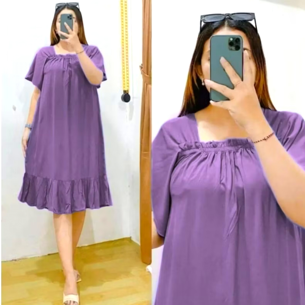 Fuji Daster Kekinian Lengan Pendek Katun Baju Wanita Dress Laura Rempel Karet Dada Depan Belakang