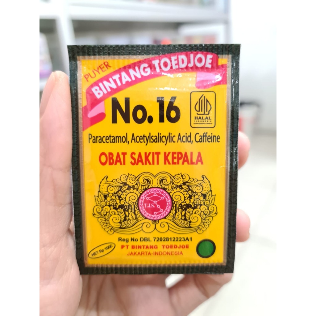 PUYER 16 BINTANG TOEDJOE PER LUSIN ISI 12 SACHET - OBAT SAKIT KEPALA DAN SAKIT GIGI