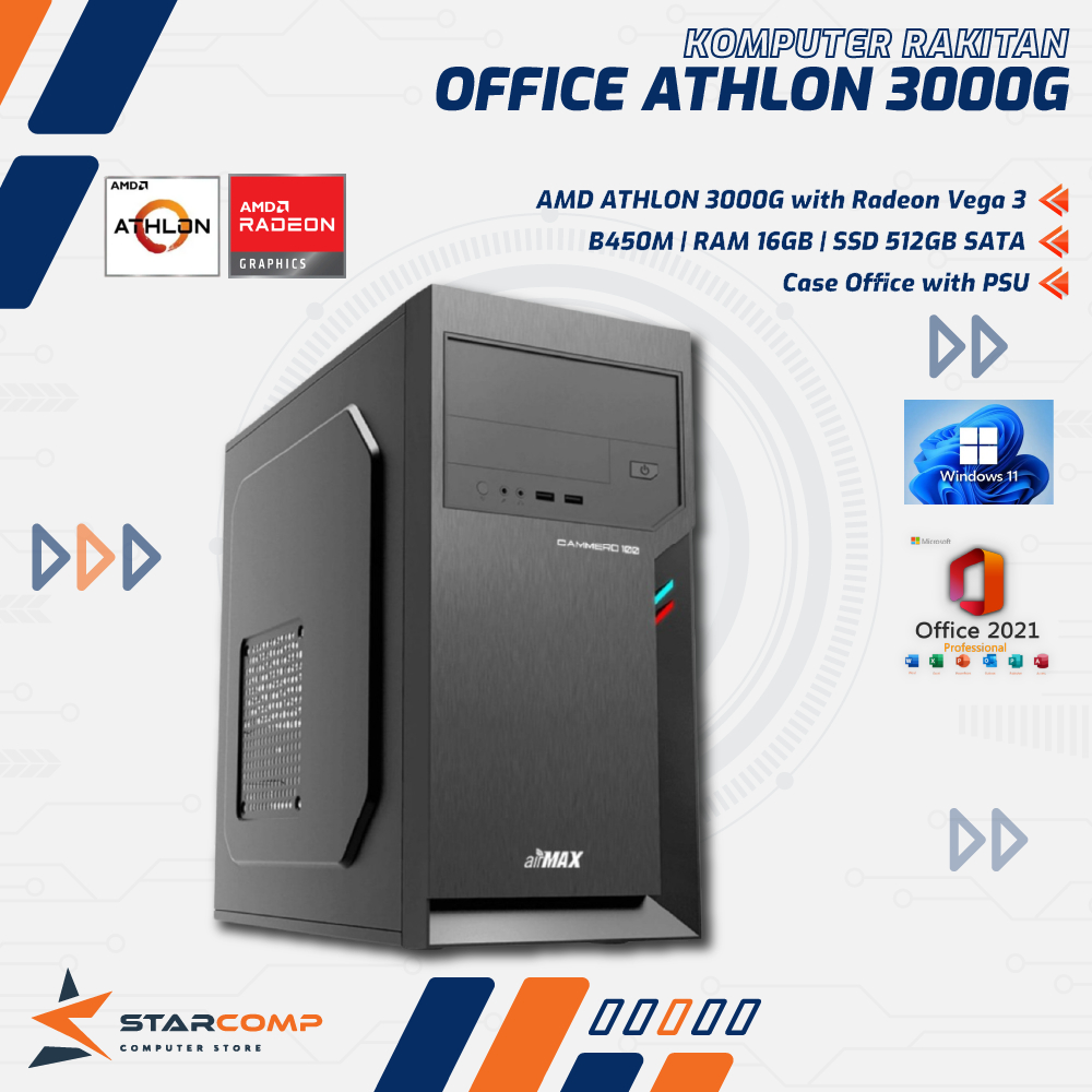 PC RAKITAN AMD ATHLON 3000G RAM 8GB SSD 512GB PAKET KOMPUTER RAKITAN Kasir Office Olshop