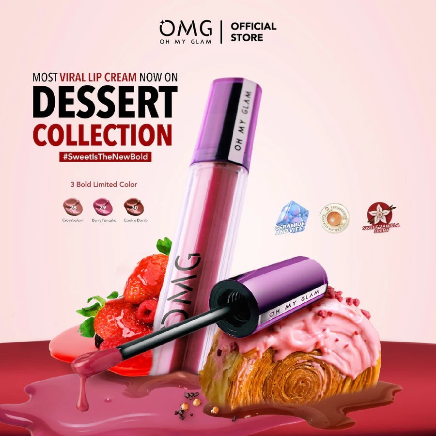 NEW [SPECIAL DESSERT EDITION] OMG OH MY GLAM Matte Kiss Lip Cream Lip Matte OMG Lip Matte Kiss