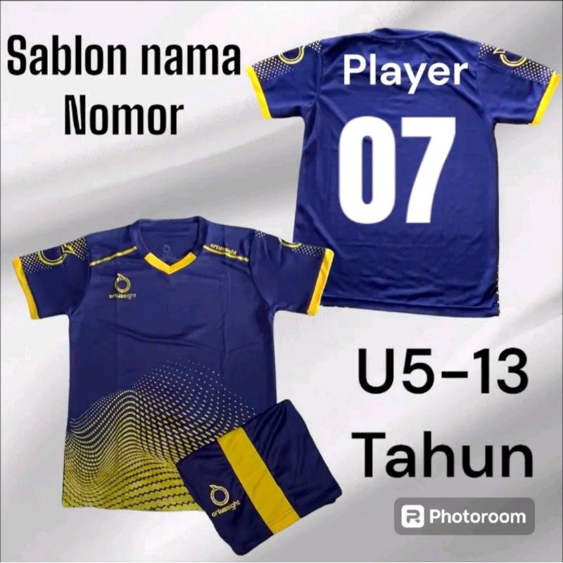 free sablon nama dan nomor punggung stelan Jersy olahraga anak SD/SMP cewe cowo Jersy futsal Jersy b