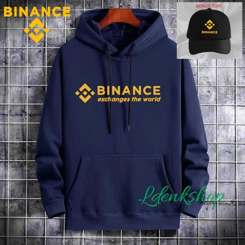 Hoodie oblong BINANCE sablon depan + topi