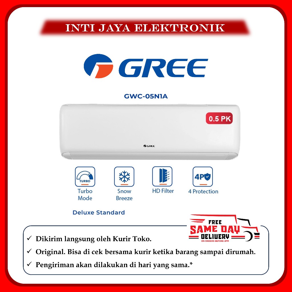 AC GREE - 1/2 PK || 3/4 PK || 1 PK || AC GREE DELUXE STD GREE AC BLACK DIAMOND FIN OUTDOOR AC dan GO