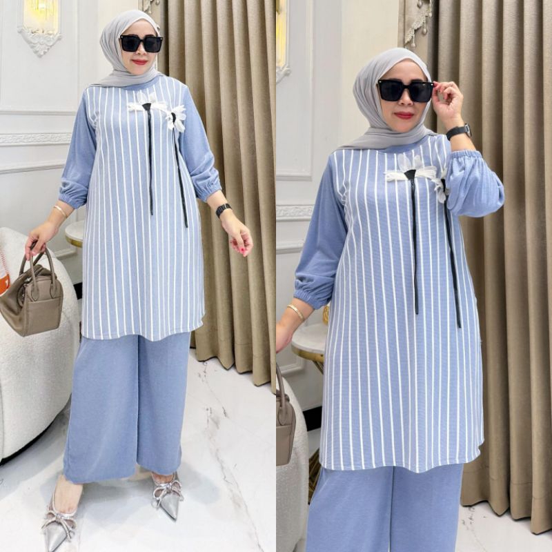 SETELAN TUNIK KYOTO MODEL SALUR TERBARU CANTIK ELEGANT