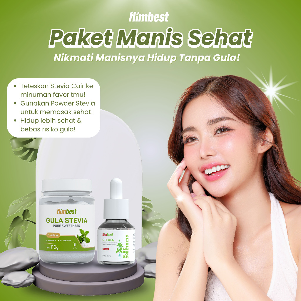 

Flimbest Stevia Liquid - Stevia Bubuk Pure Sweetness ORIGINAL Pemanis Alami - Grade A (Premium Quality) Zero Kalori Bebas Gula 0 Gr Sugar BPOM HALAL
