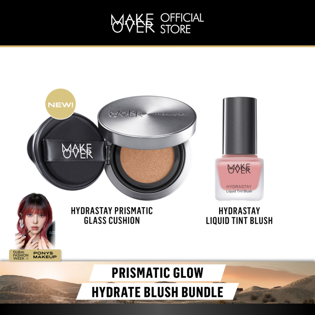 MAKE OVER Prismatic Glow Hydrate Blush Bundle: Hydrastay Prismatic Glass Cushion + Hydrastay Liquid 