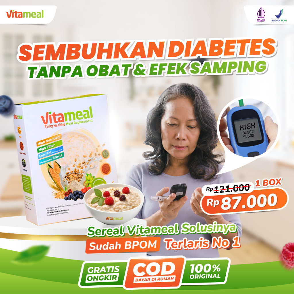 

VITAMEAL - Original 100%. Sereal Sehat Multigrain Ampuh Membantu Menurunkan Gula Darah Rendah Gula Cegah Diabetes Kolesterol Kebas Kesemutan Halal BPOM Tanpa Efek Samping