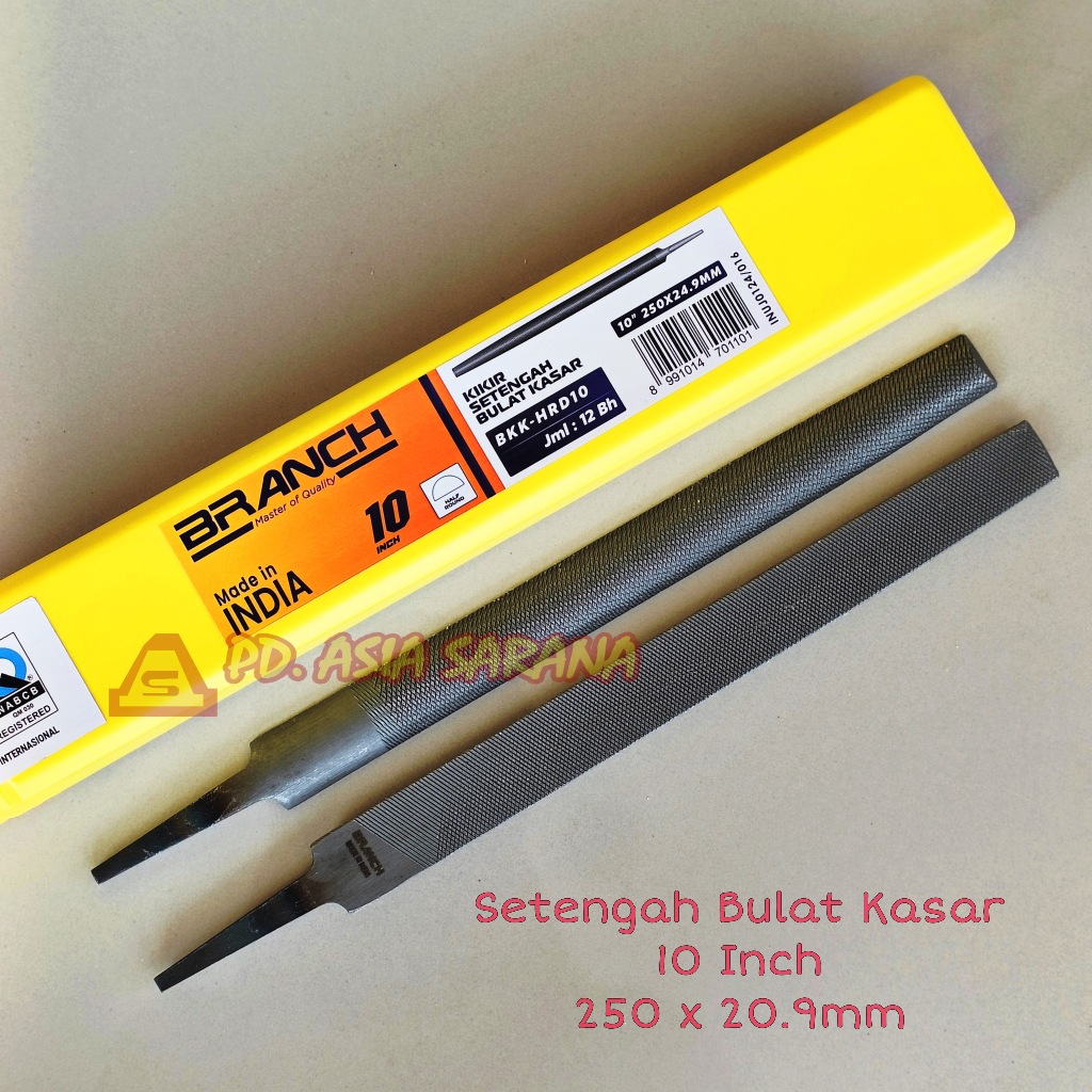 

Kikir Setengah Bulat Kasar 10" Inch BRANCH BKK-HRD10 Multifungsi Half Round Files 250x20.9mm