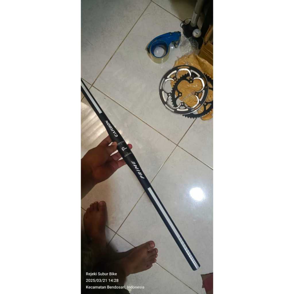 stang sepeda handlebar MTB Carbon PRIME OS 72 cm Hitam Flatbar Lurus