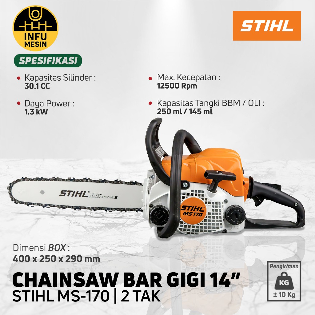CHAINSAW STIHL MS 170 SENSO MS170 GERGAJI KAYU BAR GIGI 14 INCH