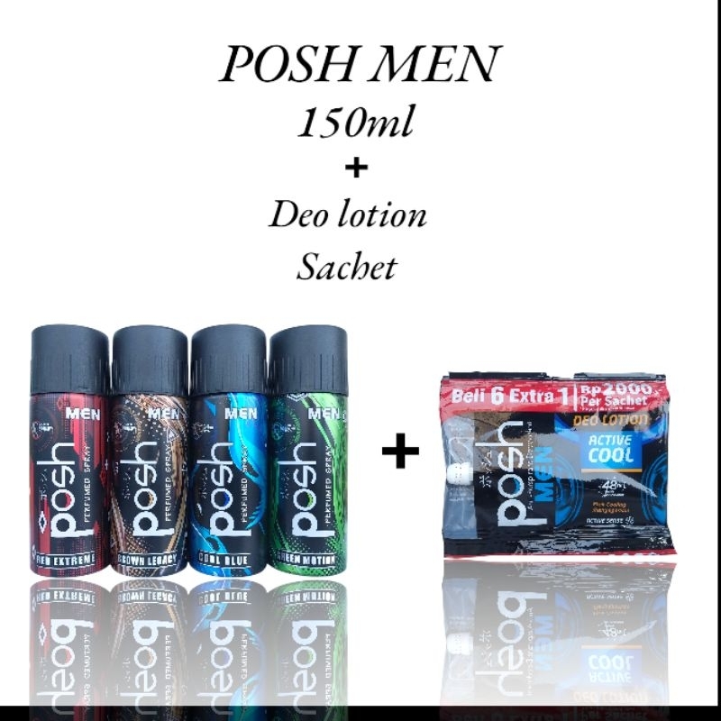 Posh Body Spray Men 150ml  + Deo Lotion Sachet Posh Men