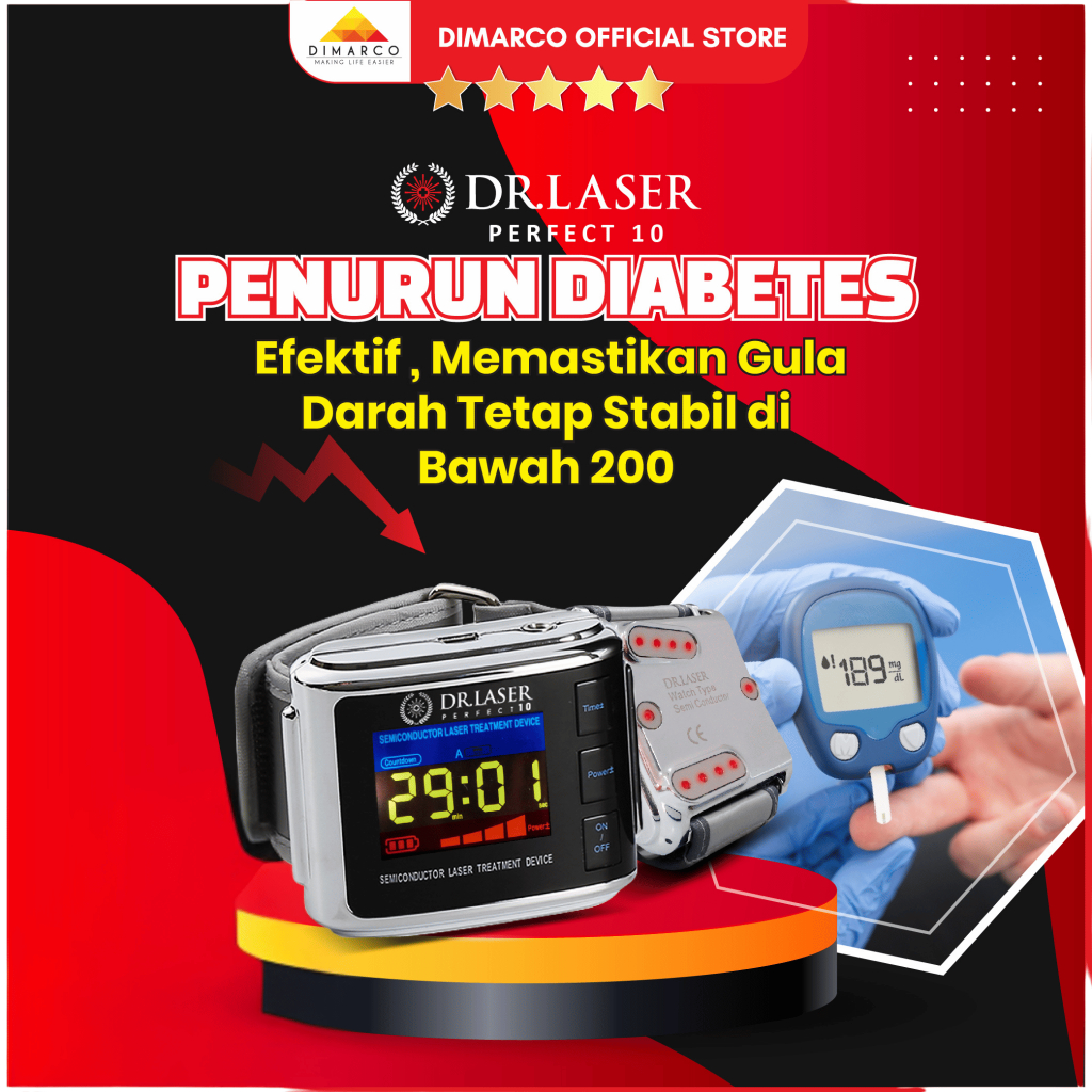 Dr. Laser Perfect 10 - Jam Tangan Laser Terapi Diabetes, Gula Darah, Kolesterol, Jantung Koroner dan
