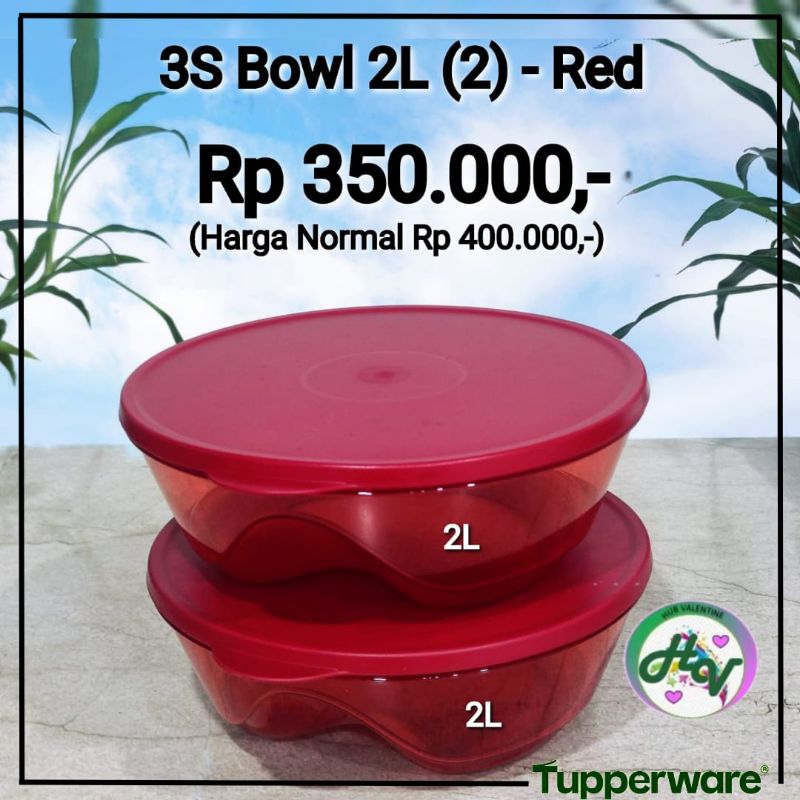 Tupperware 3S Bowl 2L (1pc) - Red