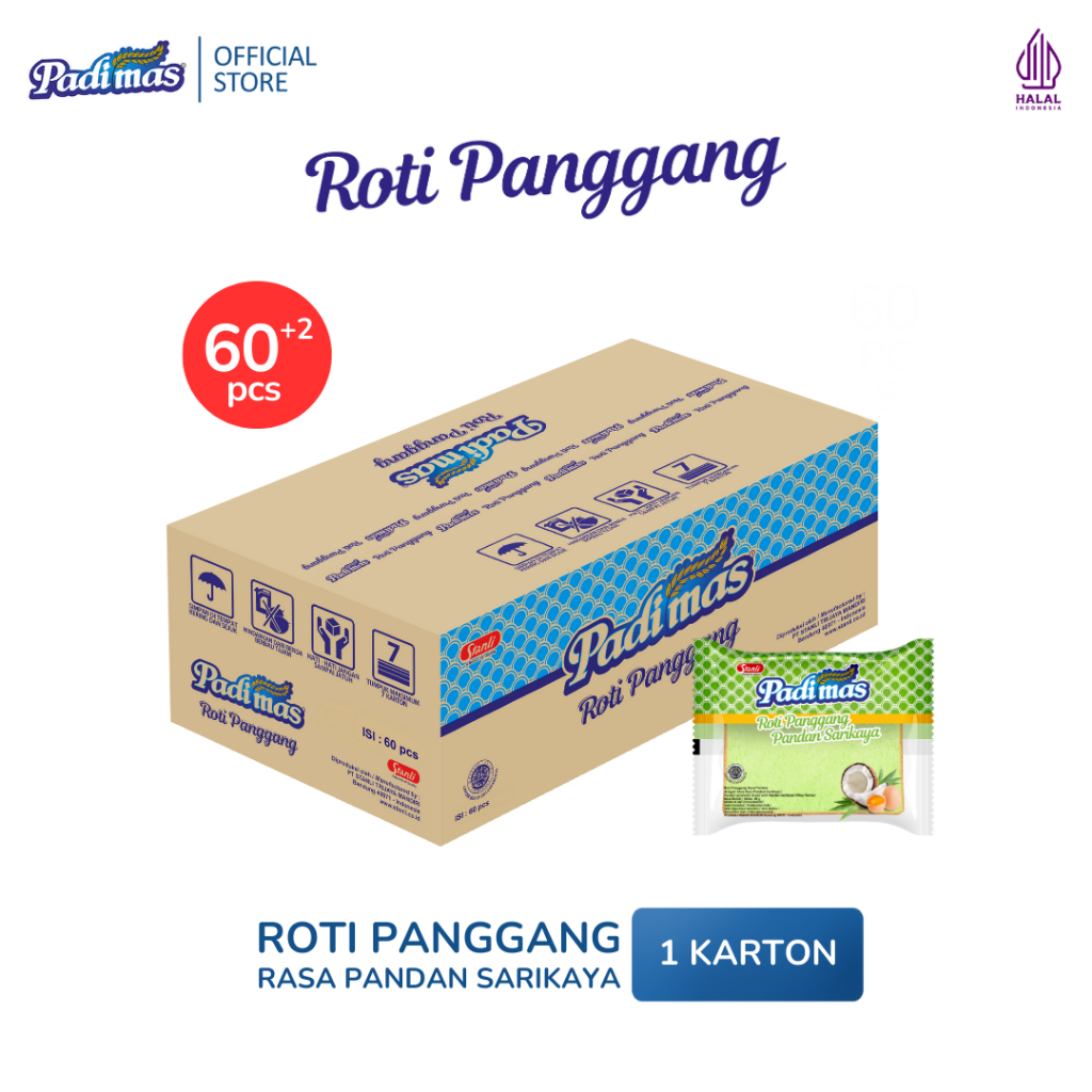 

Roti Panggang Padimas Pandan Sarikaya Extra2 Karton