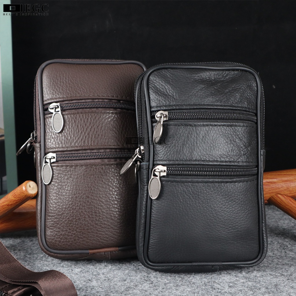 TAS HP PRIA BAHAN KULIT ASLI PREMIUM BERKUALITAS DOMPET HP PINGGANG PRIA BAHAN KULIT - 806-B/807-B