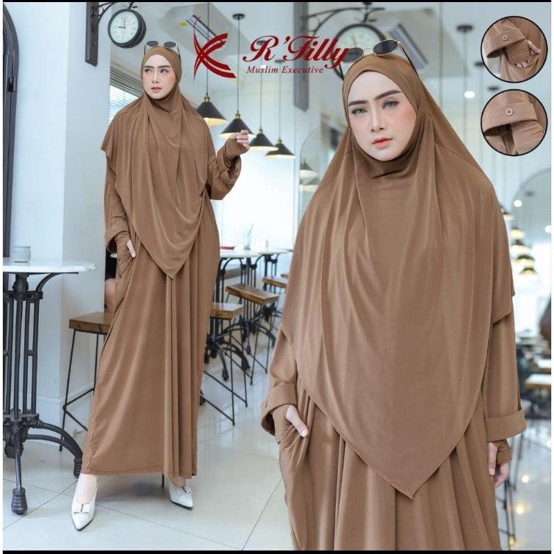 GAMIS UMROH SAUNA R. Filly*Bahan: Jersey Korea Premium [ 3 in ]-Hijab-Gamis-HandsockLD 160cmPJ 130cm