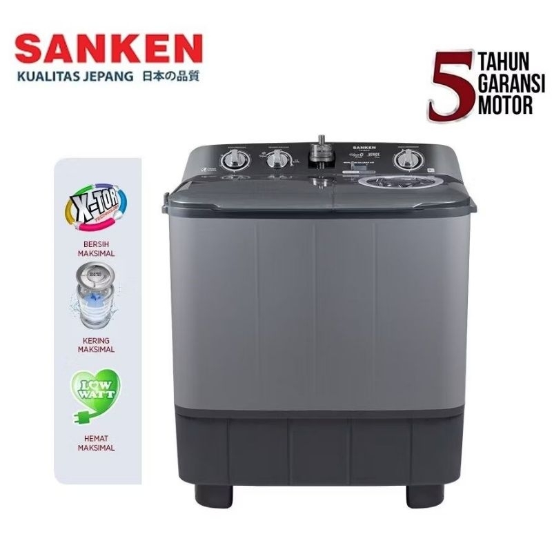 SANKEN Mesin Cuci 2 Tabung TW-927HGY Low Watt Hijab Series