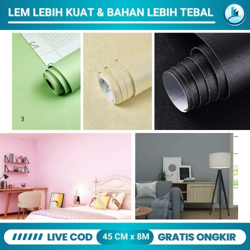 Live COD Wallpaper Dinding Putih Polos Walpaper Dinding Kamar Polos Wallpaper Dinding Polos 10 Meter