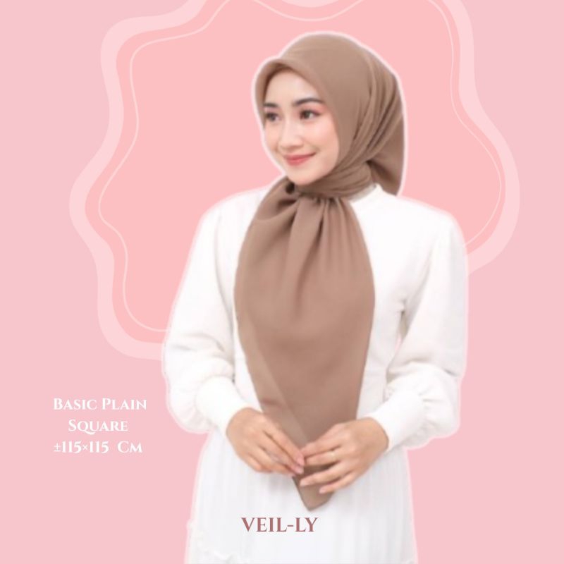 Hijab Plain Square Polycotton Premium 110×110 Cm Segiempat Jahit Tepi Rapi Jilbab Segiempat Basic Po