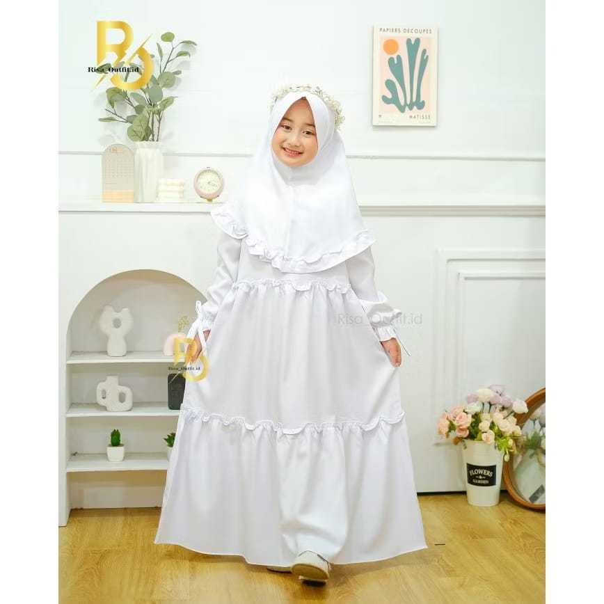 Gamis Anak Putih Perempuan / Gamis Putih Anak Perempuan Set Hijab
