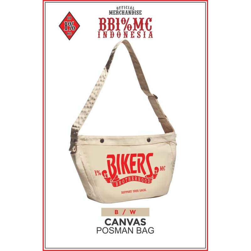 Massenger Bag  Bikers Red (Offwhite) | Massenger Bag  Kanvas | Tas selempang Kanvas |Tas Bikers