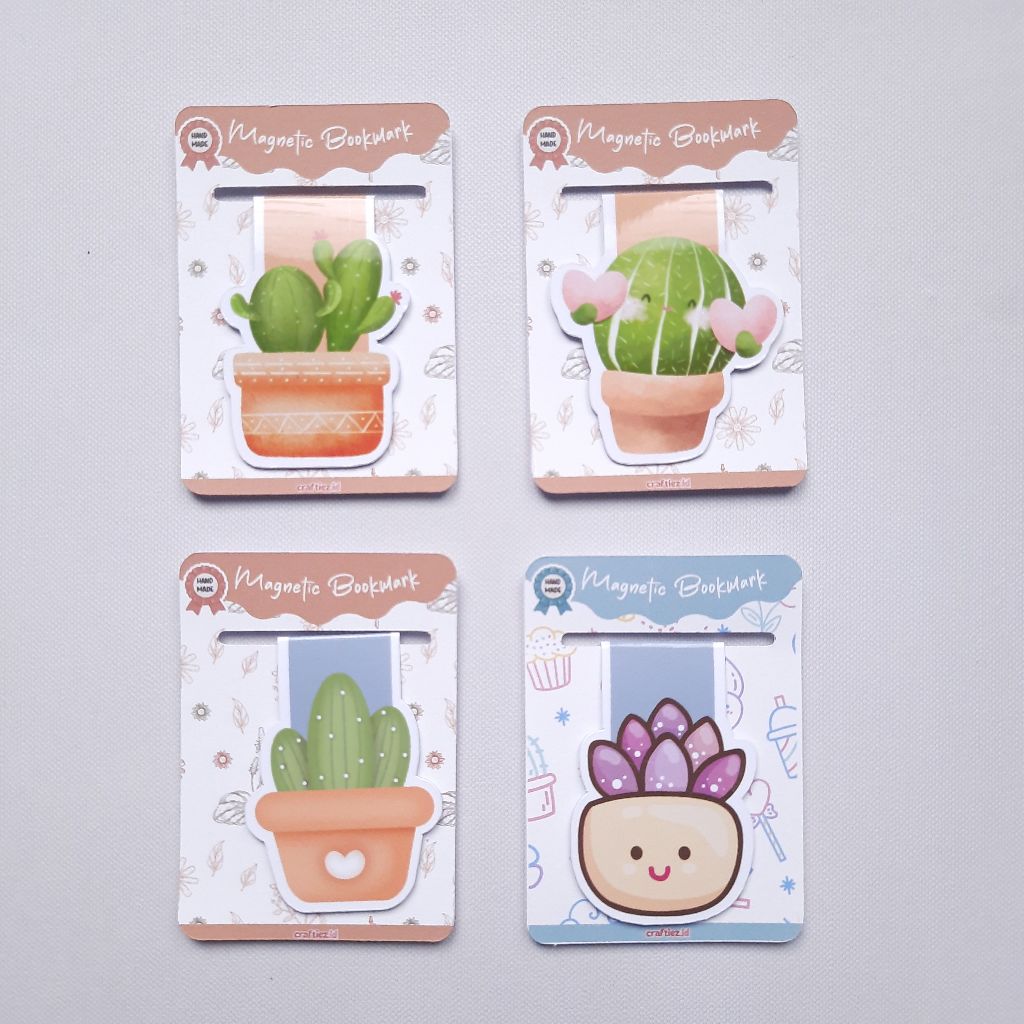 

Handmade Magnetic Bookmark Pembatas Buku Magnet Lucu Cactus Series