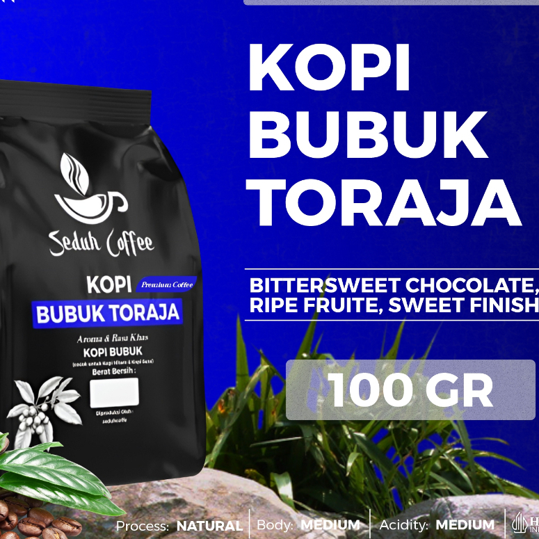 

Bubuk Kopi Bubuk Toraja Gilingan Halus Premium 100gr