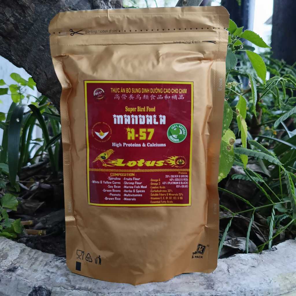 VOER LOTUS MANDALA GOLD 250gram PAKAN MURAI KACER HWAMEI POKSAY CUCAK ROWO ANIS KEMBANG