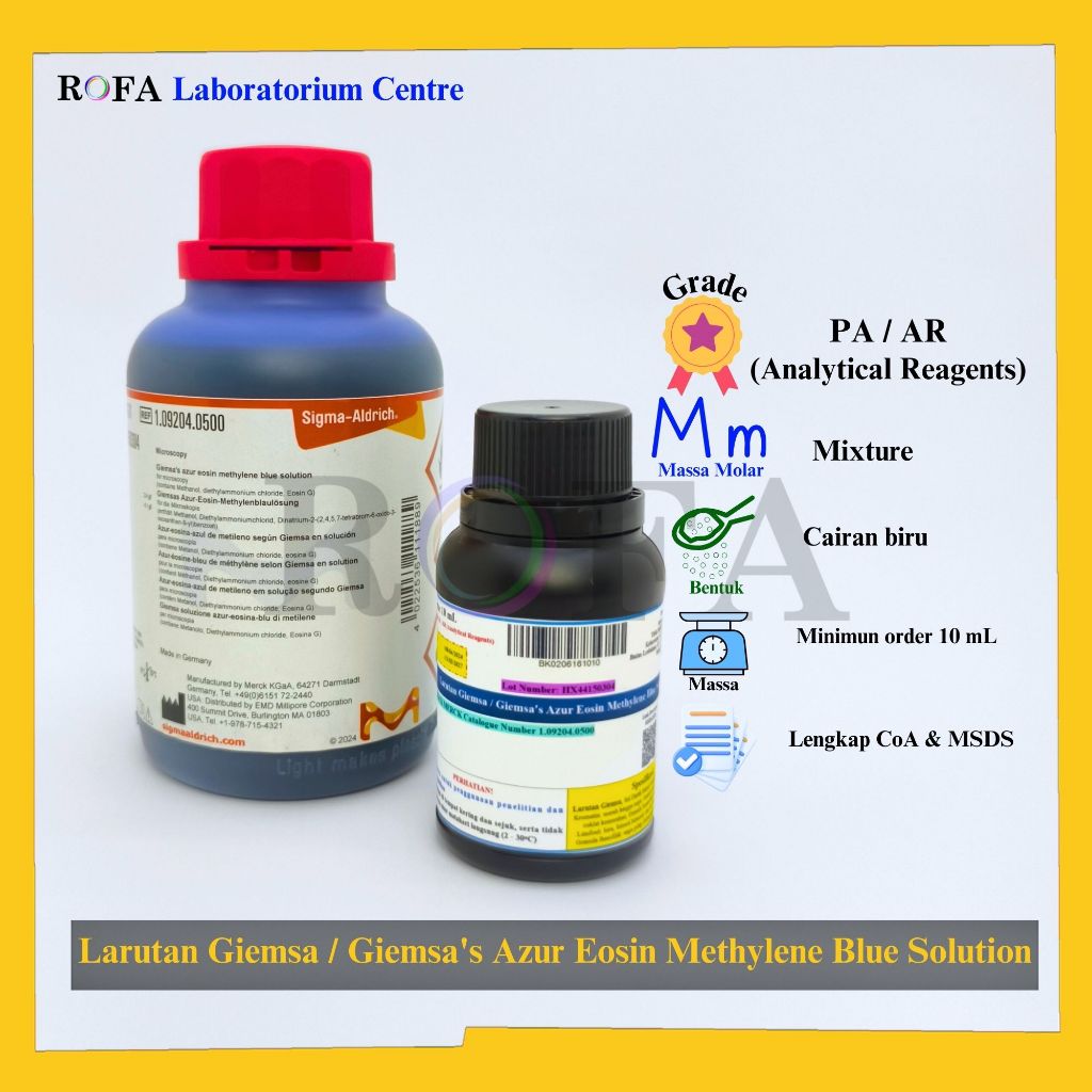Larutan Giemsa / Pewarna Giemsa Stain / Giemsa.s Azur Eosin Methylene Blue Solution Pro Analisis Ece