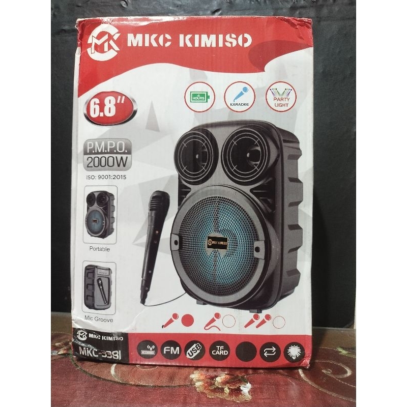 Speaker Bluetooth Karaoke Free Mic 6,5inch Fleco F3381/ Salon Aktif Portable Radio Fm Mp3 Super Bass