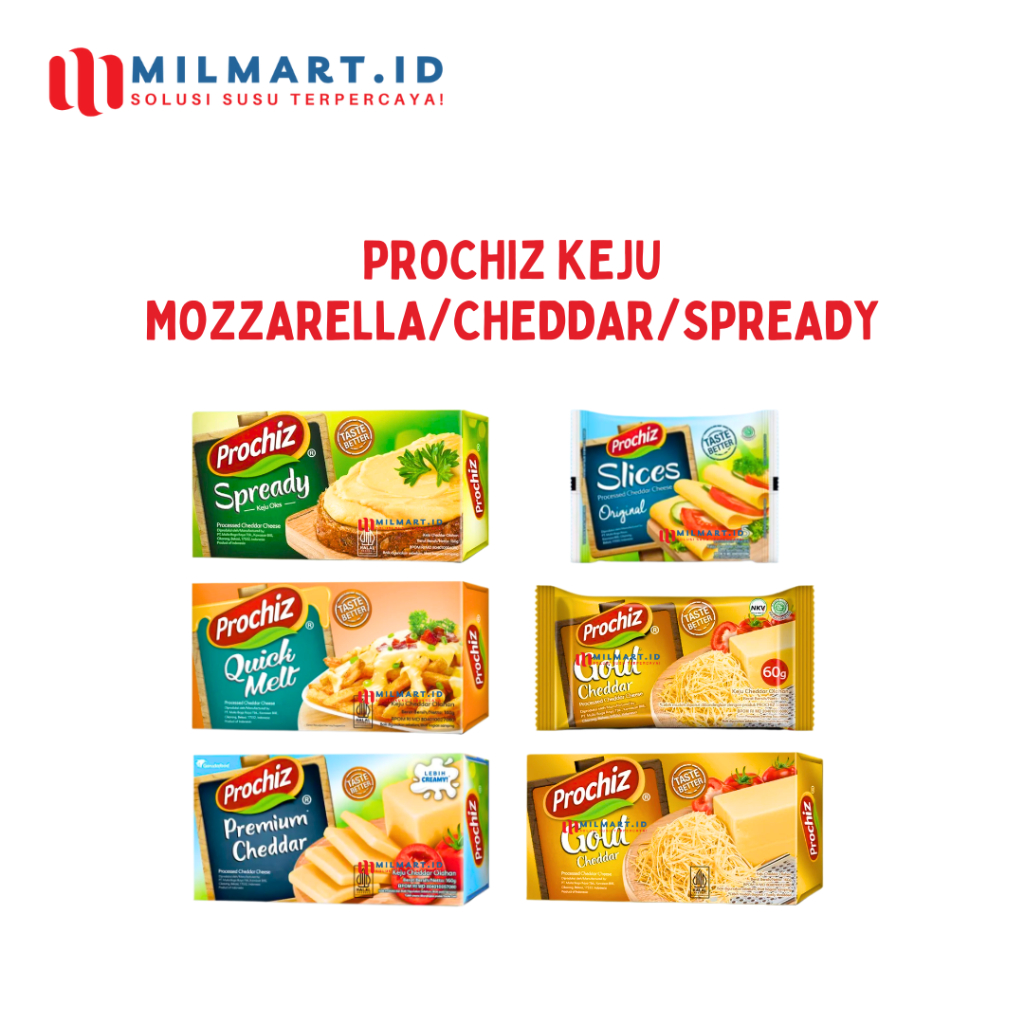 

PROCHIZ PREMIUM CHEDDAR BLOCK/SPREADY/SLICE CHEESE/QUICKMELT MOZZARELLA/GOLD CHEDDAR