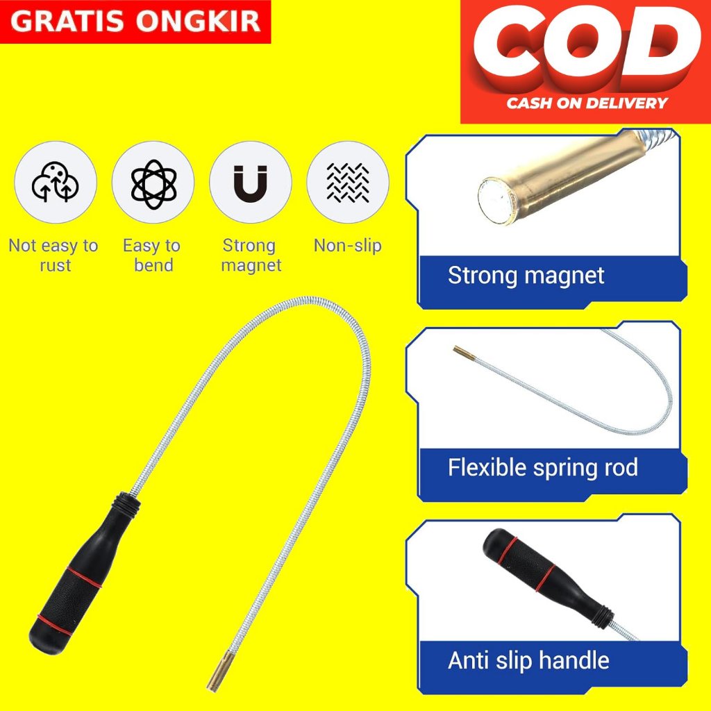 Tongkat Magnet Fleksibel Teleskopik Stik Stick Magnet Tongkat Magnet Panjang Obeng Magnetik
