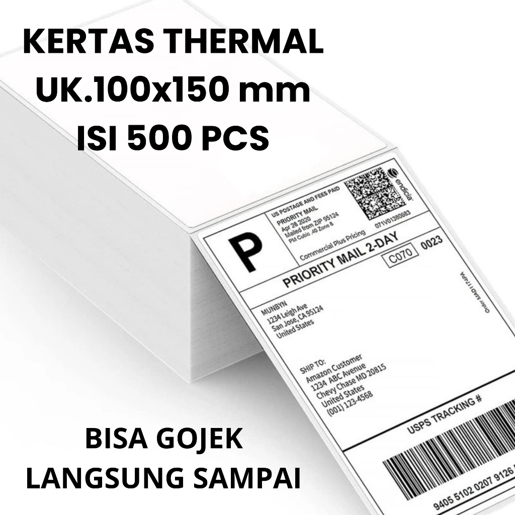 

Kertas Thermal isi 500pcs Label resi pengiriman 100x150 100 X 150 - 250 lmbr Bulat