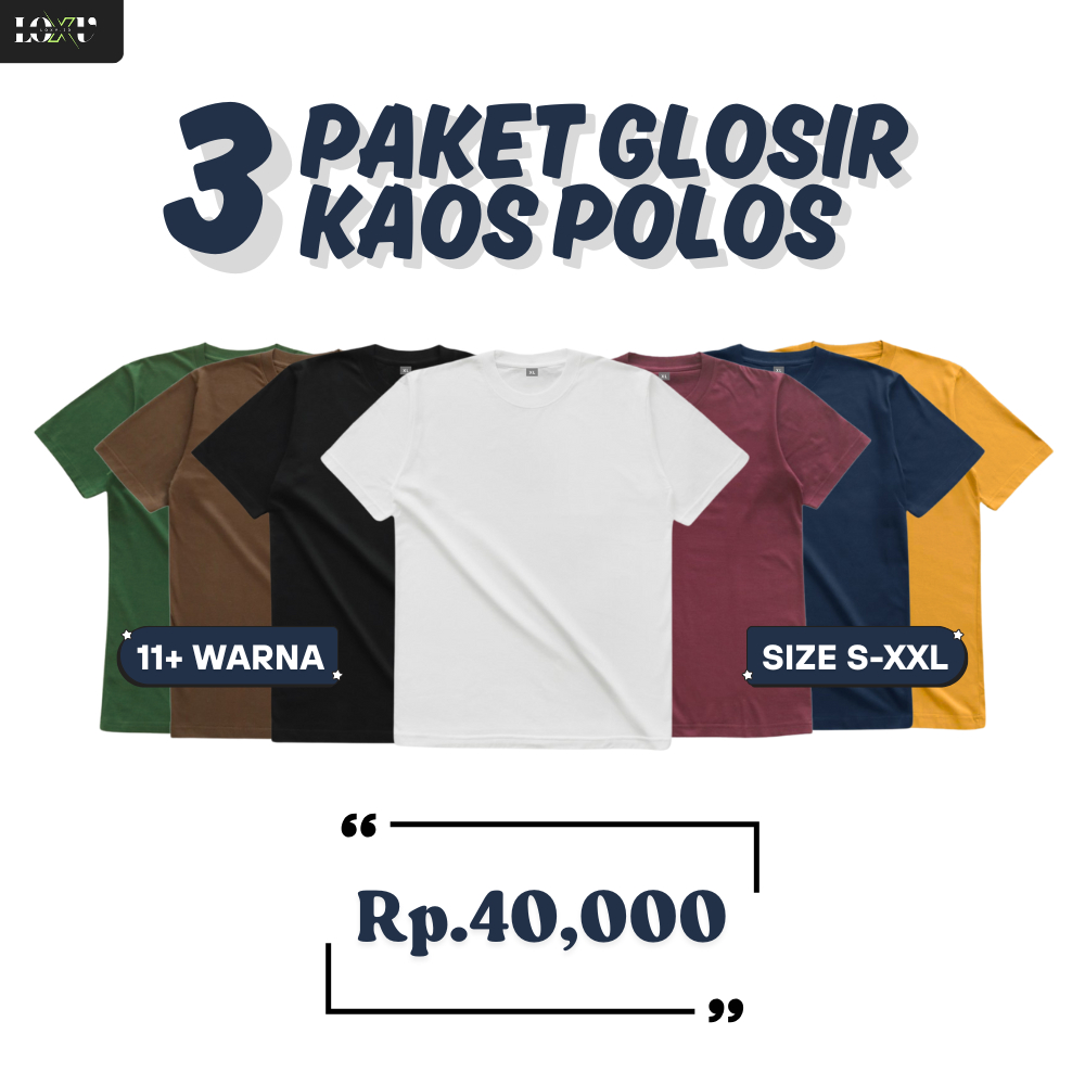 [ 3 pcs ] [ Harga Pabrik ] Kaos Polos Lengan Pendek / Kaos Polos Pria Wanita Bahan PE Soft Premium