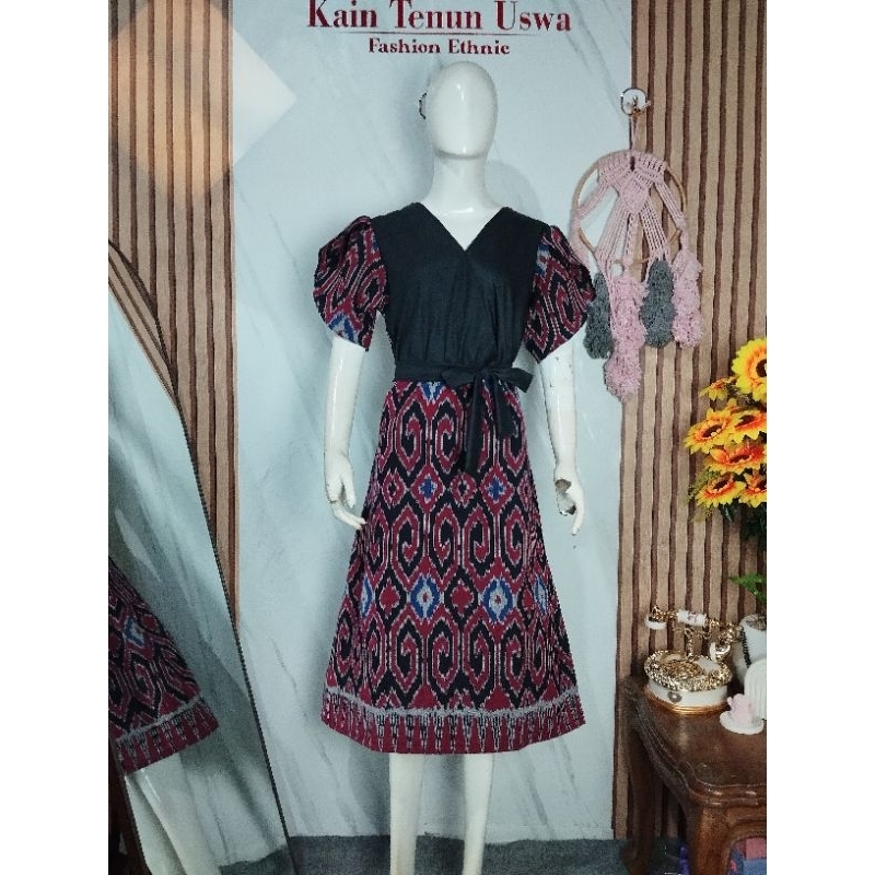 gaun tenun nadhira etnik mix katun toyobo