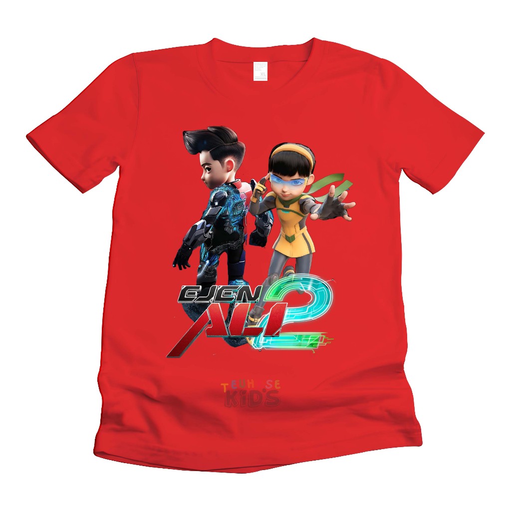 (FREE NAMA) baju kaos atasan anak motif karakter "EJEN ALI THE MOVIE 2"  TERBARU bahan cottun premiu