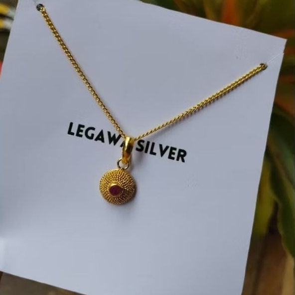 kalung perak model pasir / kalung perak lapis emas