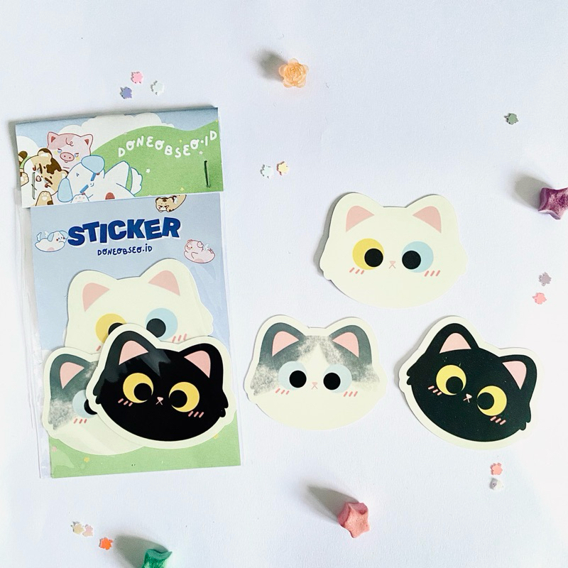 

CAT FACE STICKER PACK Die Cut Waterproof