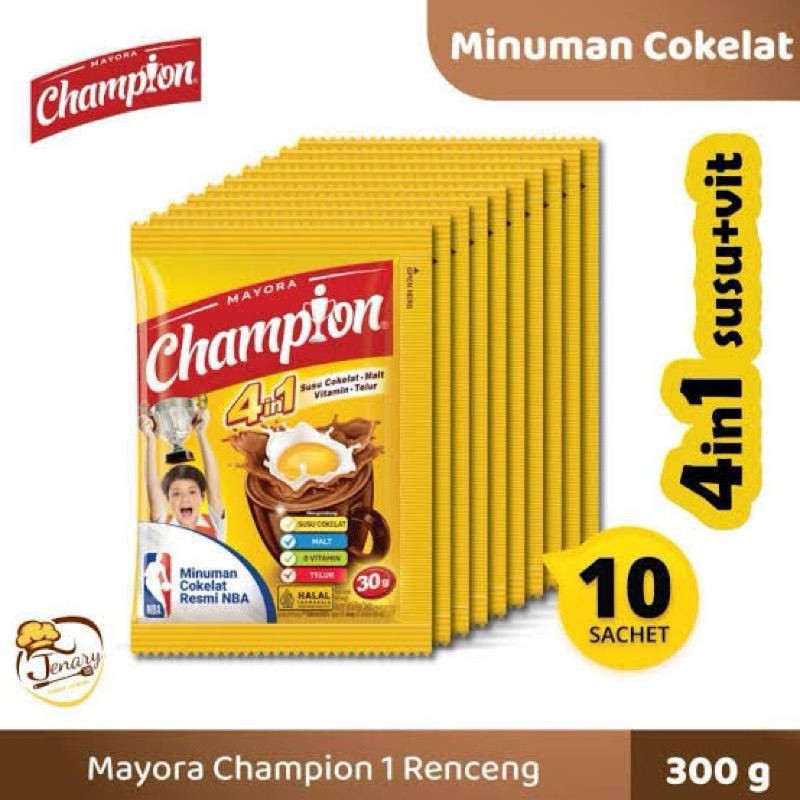 

Champion minuman coklat sachet ed aman 100% kemasan beli 10 sachet gratis 1 sachet