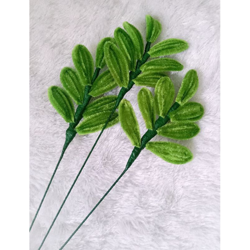 Daun tangkai kawat bulu (per 1 tangkai) | pipe cleaner | bunga artificial | DIY | kerajinan tangan |