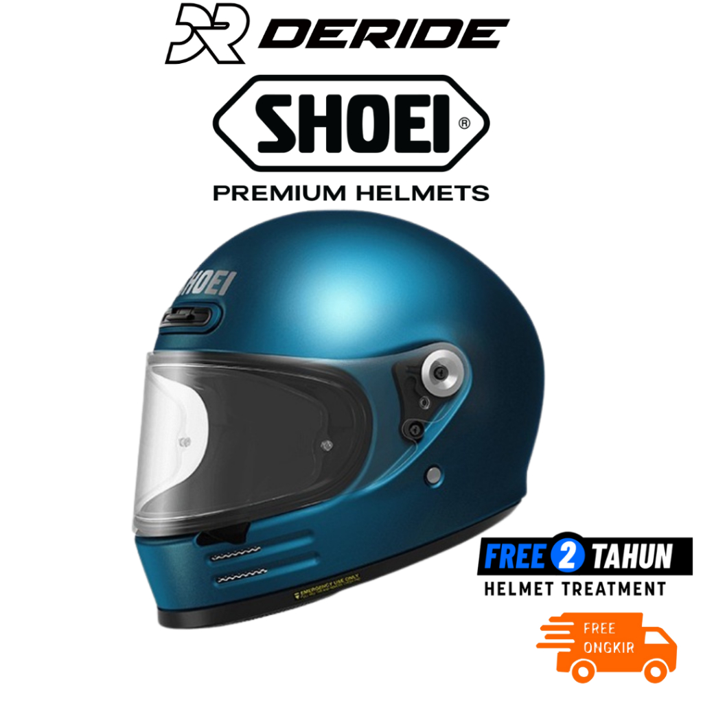 Shoei Glamster Laguna Blue Helm Retro Full Face SNI Original