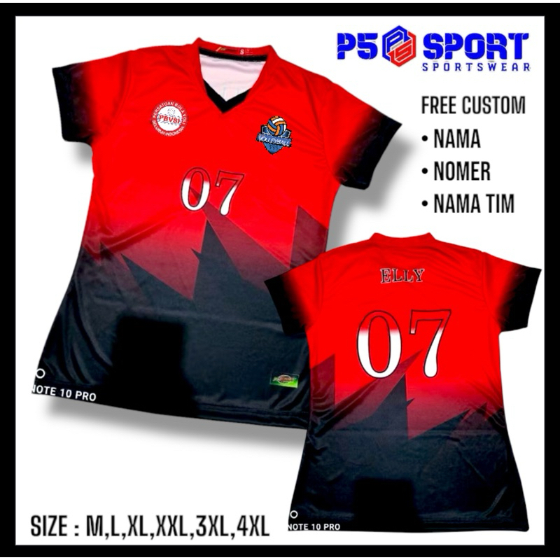 JERSEY FULLPRINT WANITA MERAH HITAM